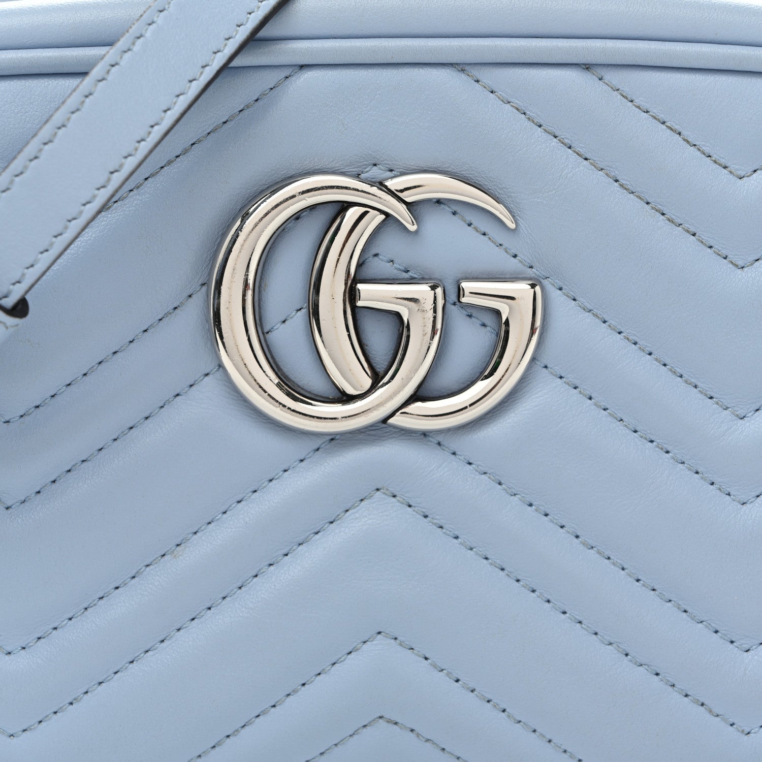 Gucci Calfskin Matelasse Small GG Marmont Chain Shoulder Bag Porcelain Light Blue 8 of 11