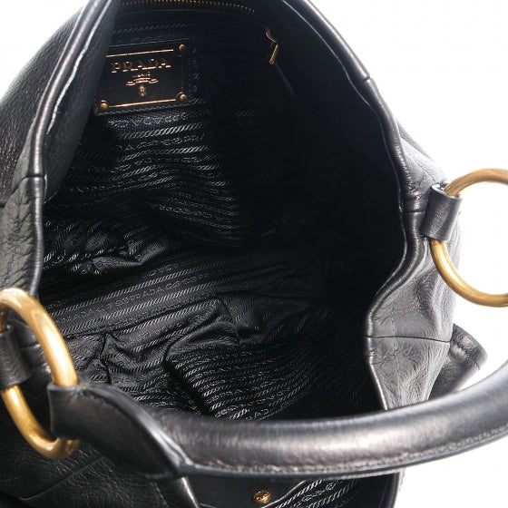 Prada Cervo Shine Hobo Nero Black 6 of 9