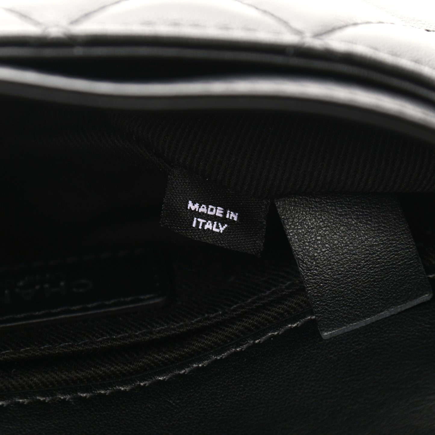 Calfskin Quilted CC Uniform Flap Belt Bag Black