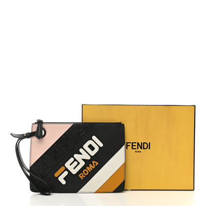 Fendi X FILA Vitello Century Mania FF 1974 Embossed Mania Small Flat Clutch Black Confetto Multicolor 8 of 8