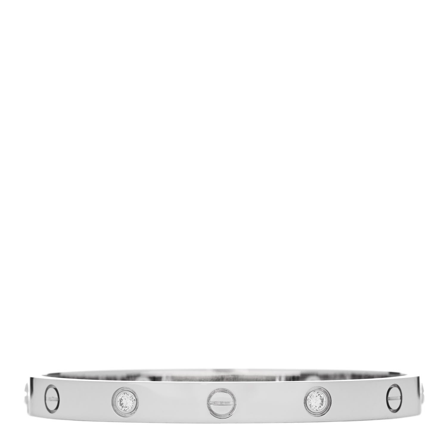 Cartier 18K White Gold 4 Diamond Love Bracelet 17 1 of 8