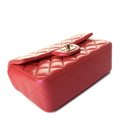 Chanel Iridescent Lambskin Quilted Mini Top Handle Rectangular Flap Red 4 of 10