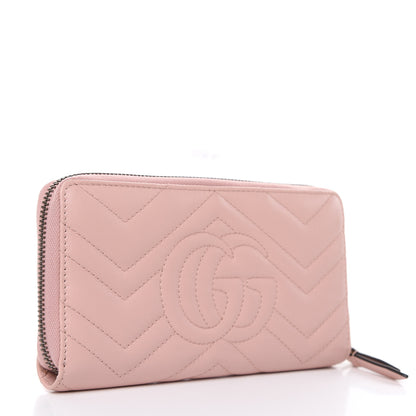 Gucci Calfskin Matelasse GG Marmont Zip Around Wallet Perfect Pink 3 of 6