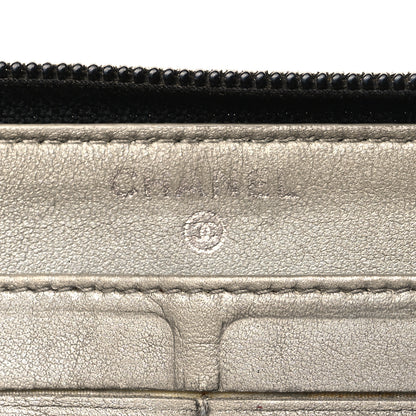 Chanel Lambskin Camellia Embossed Large Zip Around Gusset Wallet Black 6 of 10