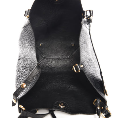 Burberry Signature Grain Calfskin Check Embossed Small Canterbury Tote Black 6 of 8