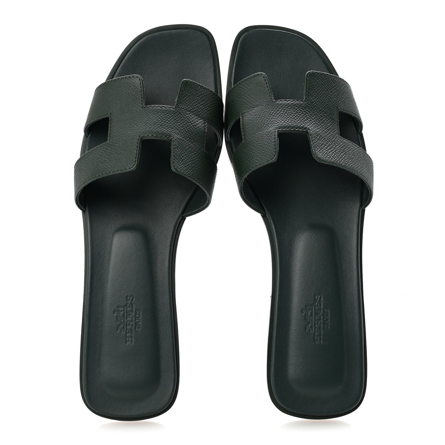 Hermes Epsom Oran Sandals 40 Vert Bouteille 2 of 10