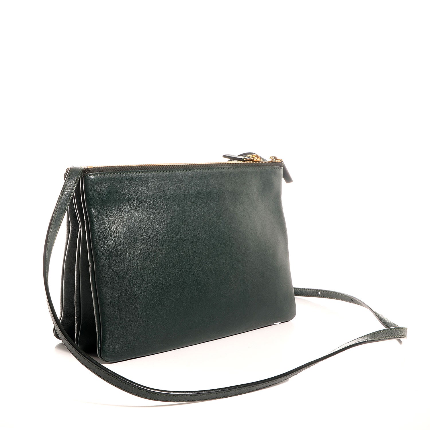 Celine Lambskin Large Trio Crossbody Bag Emerald 3 of 8