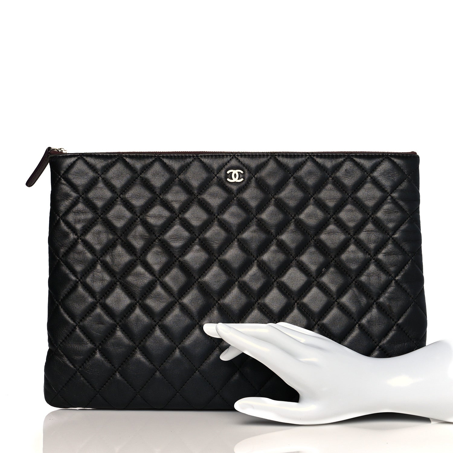 Chanel Lambskin Quilted Large Cosmetic Case Black 2 of 11
