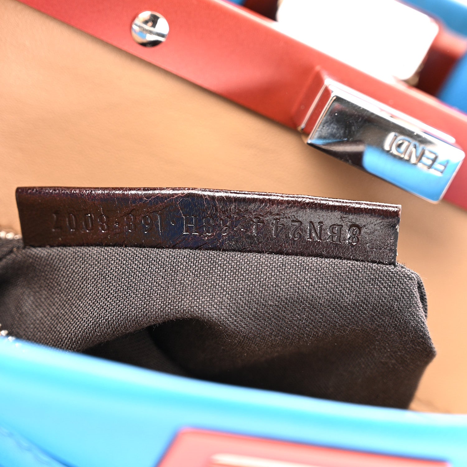 Fendi Nappa Colorblock Mini Peekaboo Iconic Satchel Blue Royal