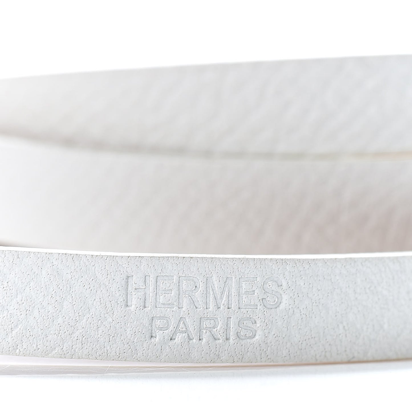 Epsom Hapi 3 MM Triple Tour Wrap Bracelet M White