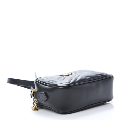 Gucci Calfskin Matelasse Mini GG Marmont Chain Shoulder Bag Black 4 of 11