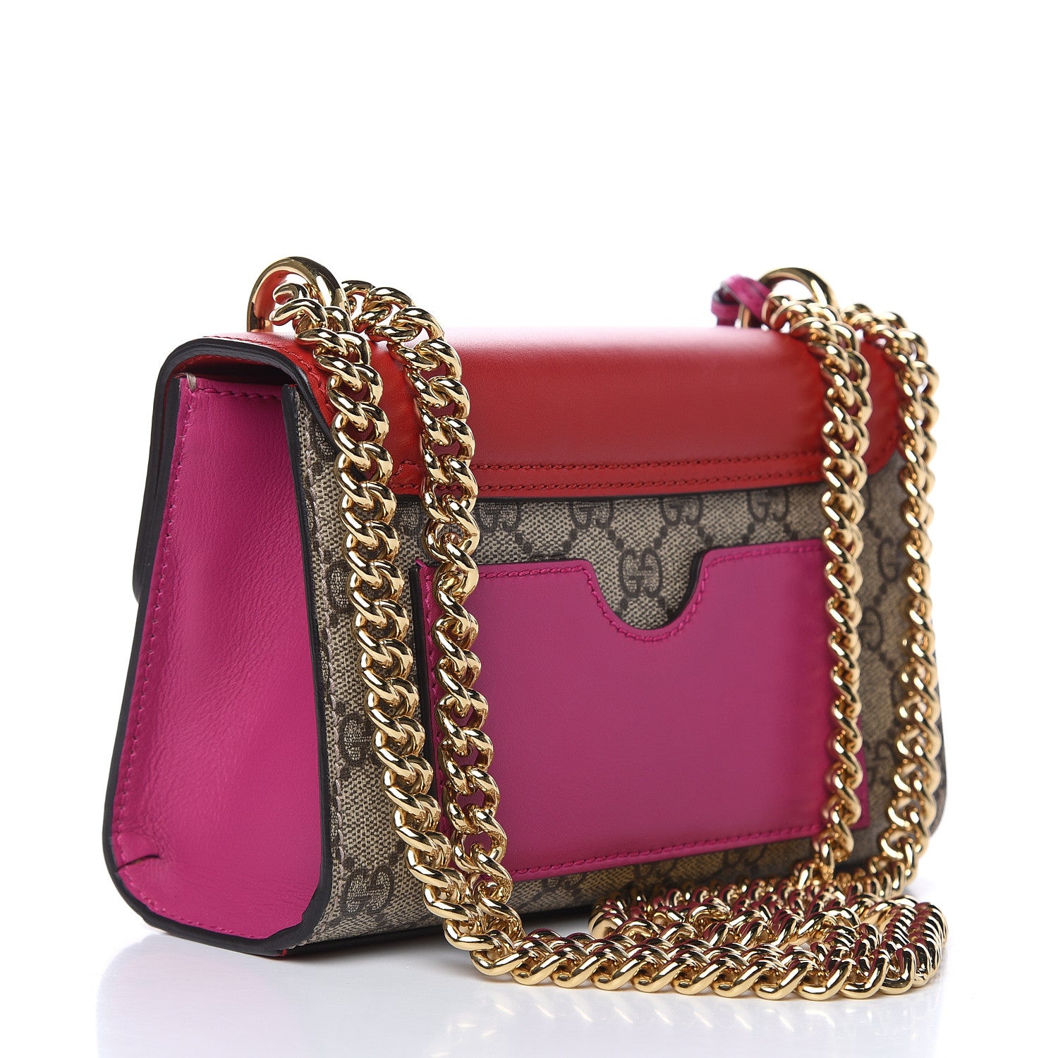 Gucci GG Supreme Monogram Calfskin Small Padlock Shoulder Bag Beige Hibiscus Red New Rosette 3 of 11