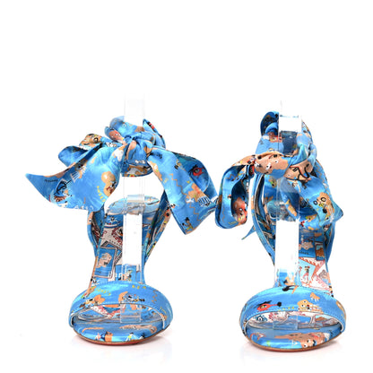 Christian Louboutin Crepe Satin Greekaba Du Desert 100 Sandal 37 Blue Multicolor 2 of 7