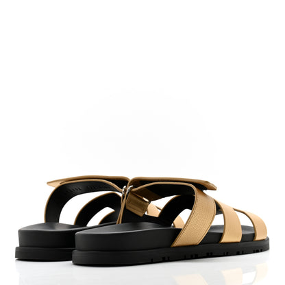 Hermes Metallic Goatskin Womens Chypre Sandals 38.5 Dore 4 of 9