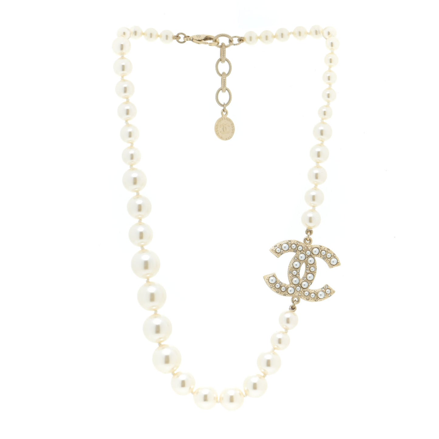 Pearl CC 100th Anniversary Necklace Light Gold