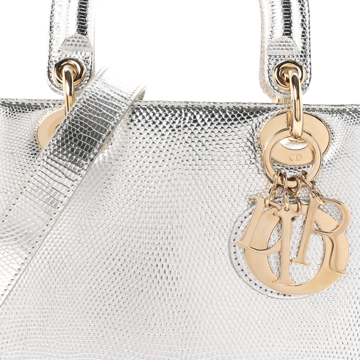 Christian Dior Metallic Lizard Small Lady Dior Argent 8 of 10