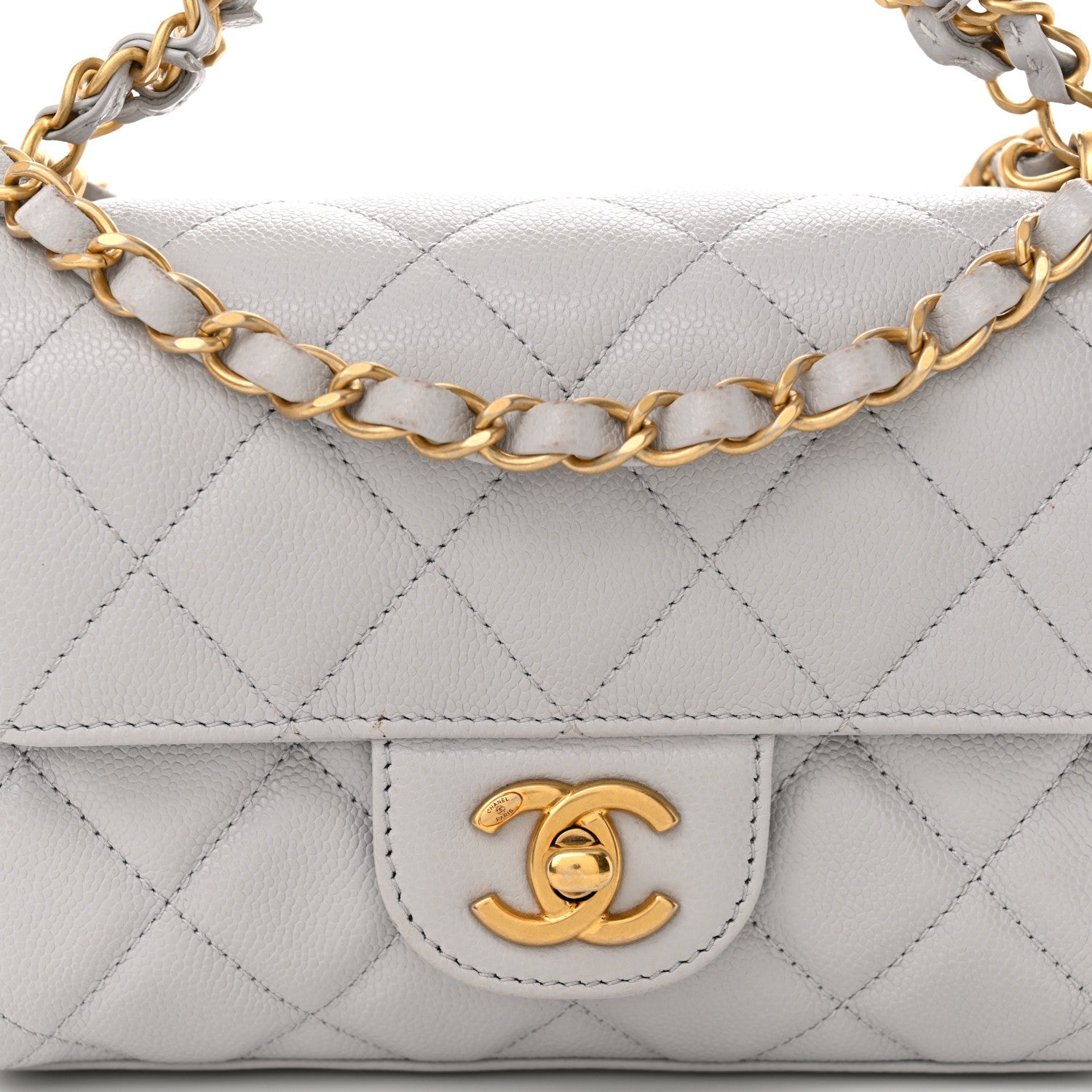 Chanel Caviar Quilted Mini Flap Grey 8 of 11