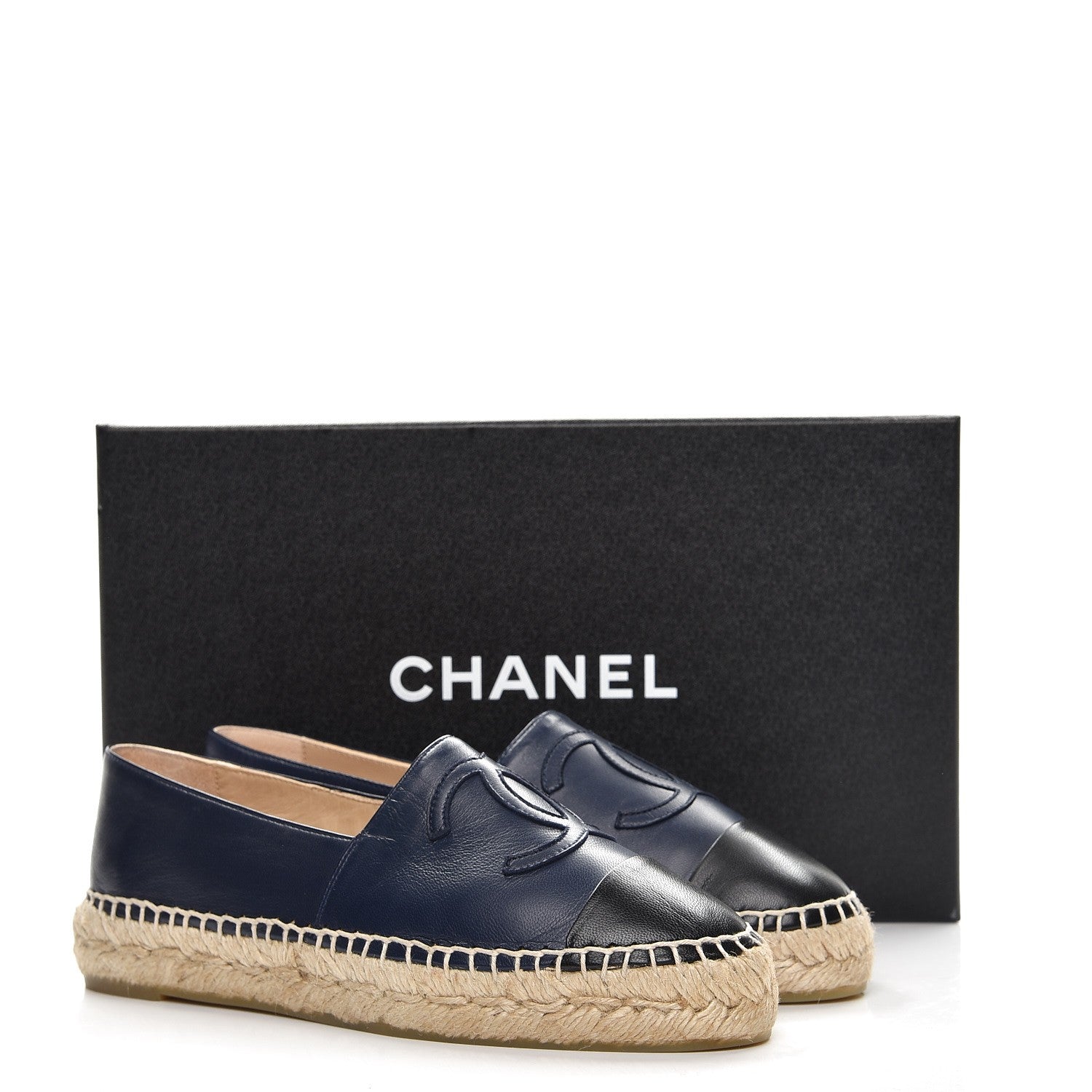 Chanel Lambskin CC Espadrilles 36 Navy Black 10 of 10