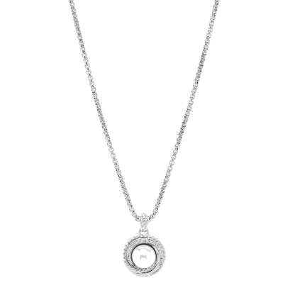 David Yurman Sterling Silver Diamond Pearl 8mm Crossover Pendant Necklace 1 of 4