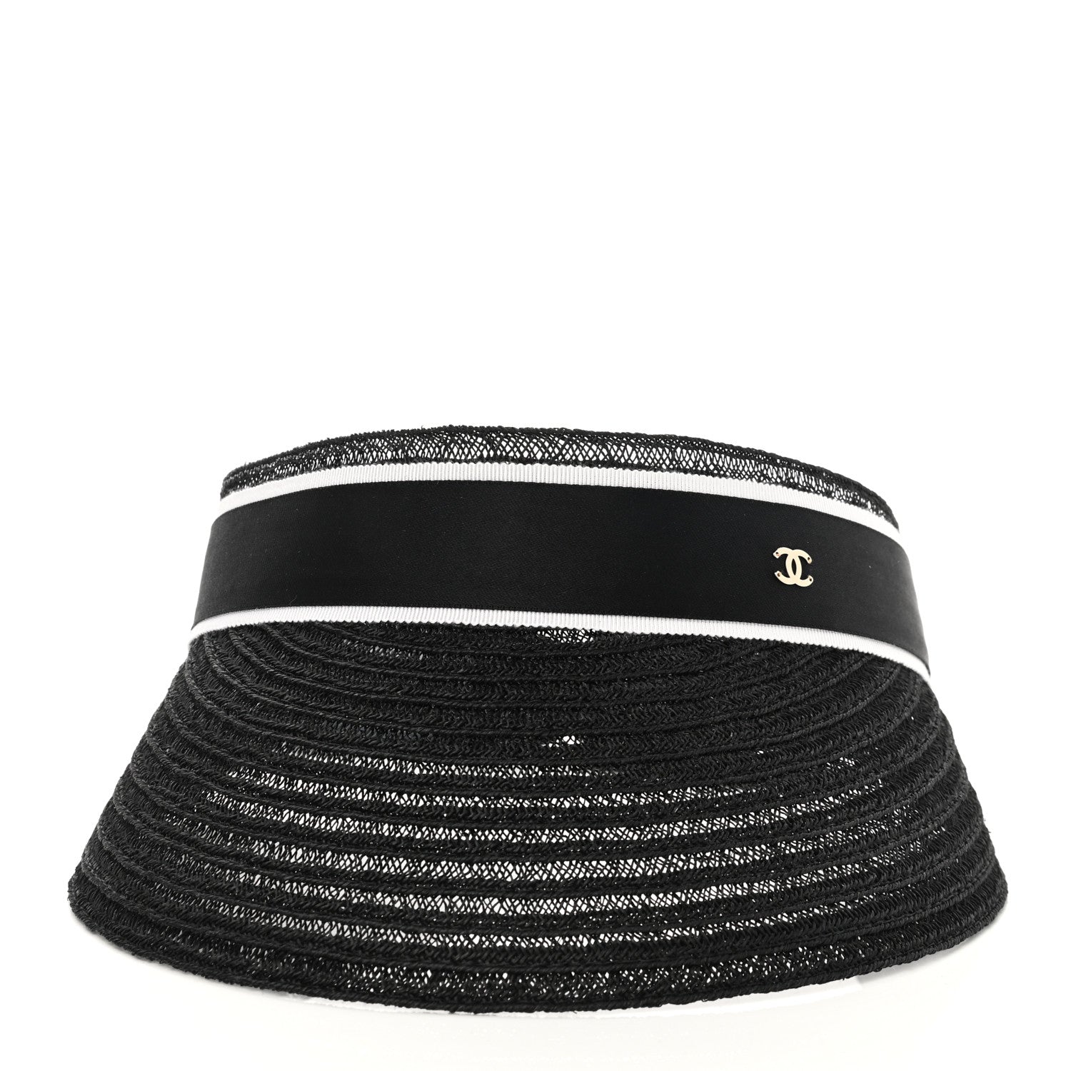Chanel Abaca Cotton Ribbon Visor M Black 3 of 7