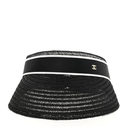 Chanel Abaca Cotton Ribbon Visor M Black 3 of 7