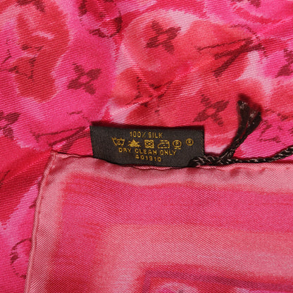Louis Vuitton Silk Monogram Ikat Summer Square Scarf Rose Indien 5 of 5