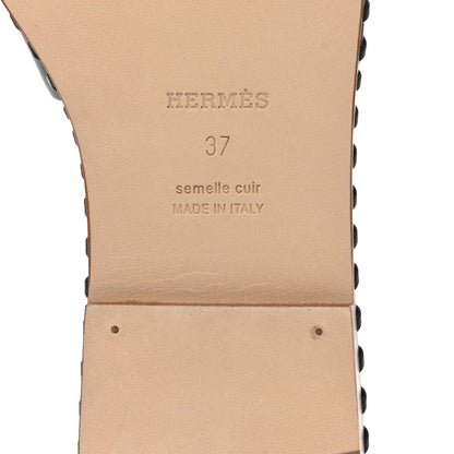 Hermes Box Calfskin Braided Oran Sandals 37 Black 6 of 8