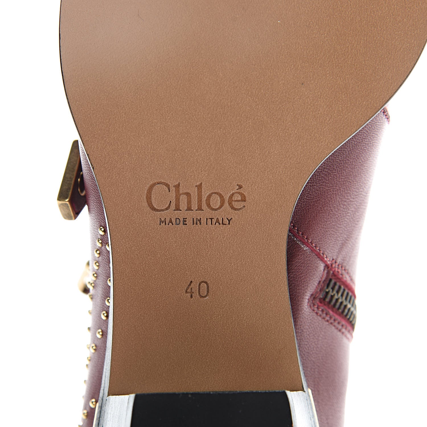 Chloe Nappa Sheepskin Studded Susanna Ankle Boots 40 Cherry Syrup 6 of 8