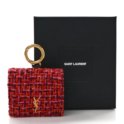 Saint Laurent Tweed Woven Quadrillage Monogram Airpods Pro Case Rose Red 7 of 7