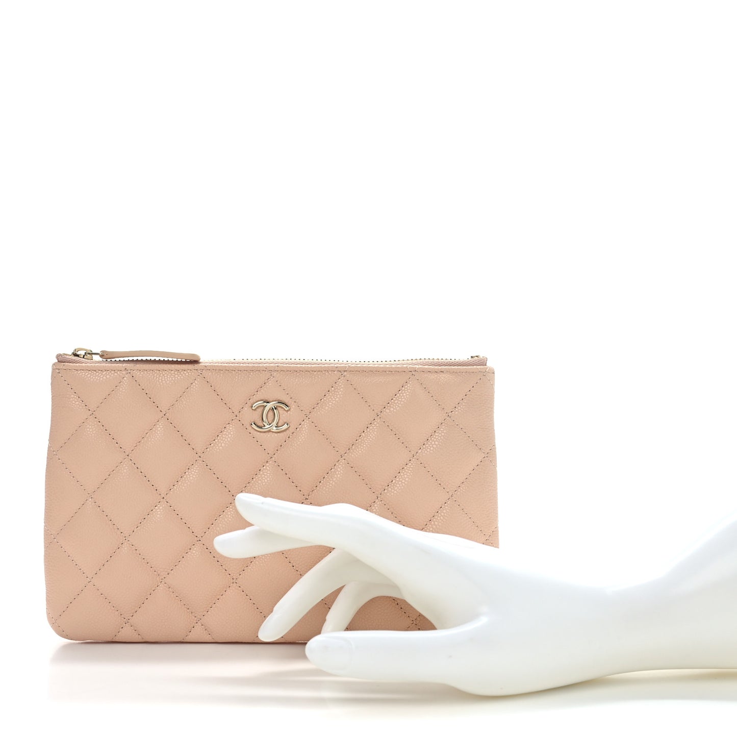 Caviar Quilted Cosmetic Case Beige