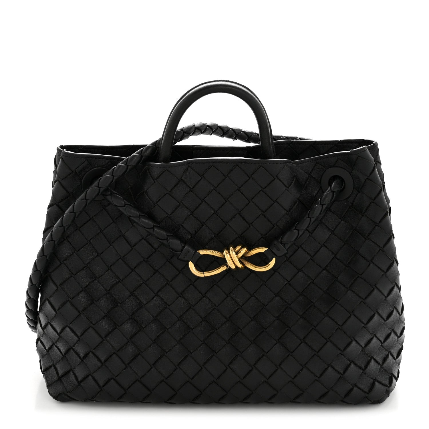 Bottega Veneta Nappa Intrecciato Medium Andiamo Shoulder Bag Black 1 of 14