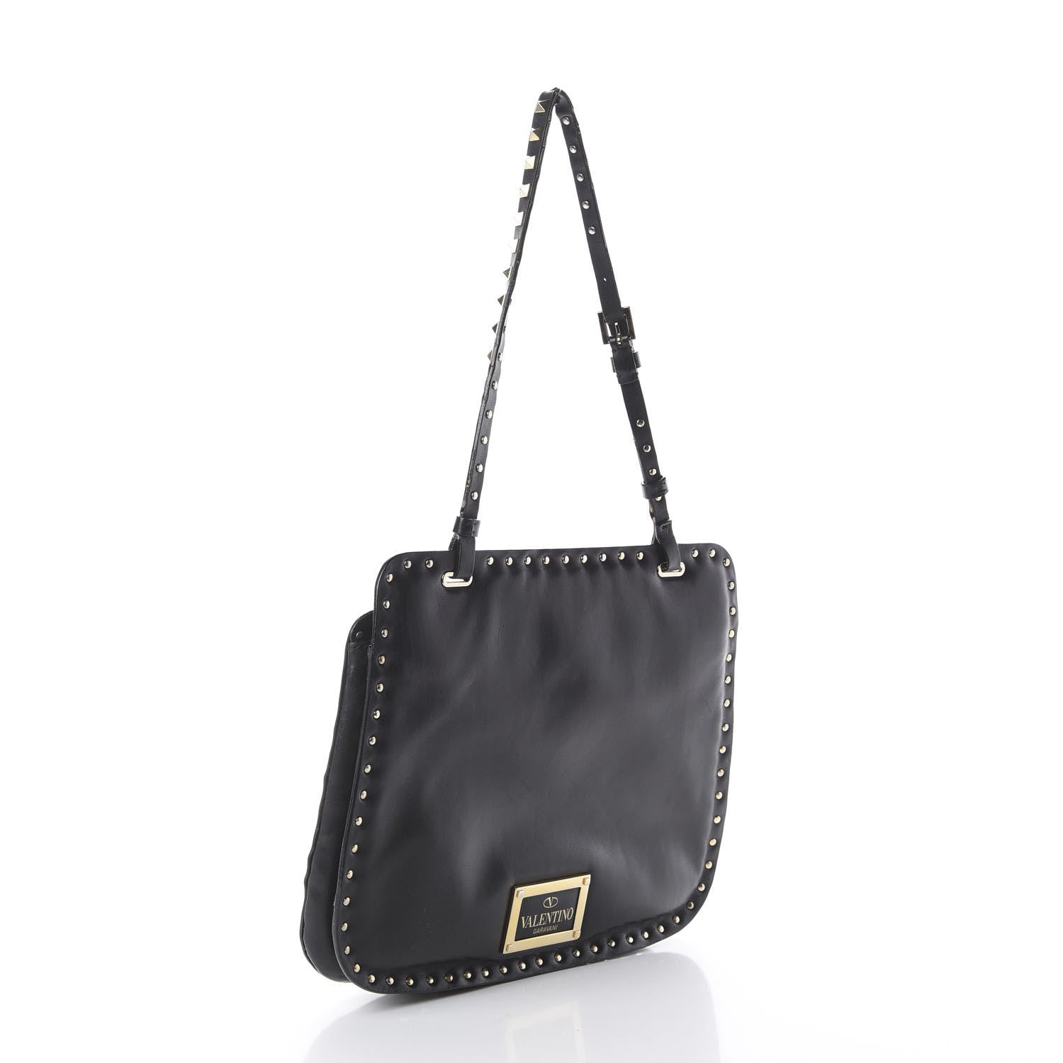 Valentino Garavani Vitello Rockstud Shoulder Satchel Black 2 of 7