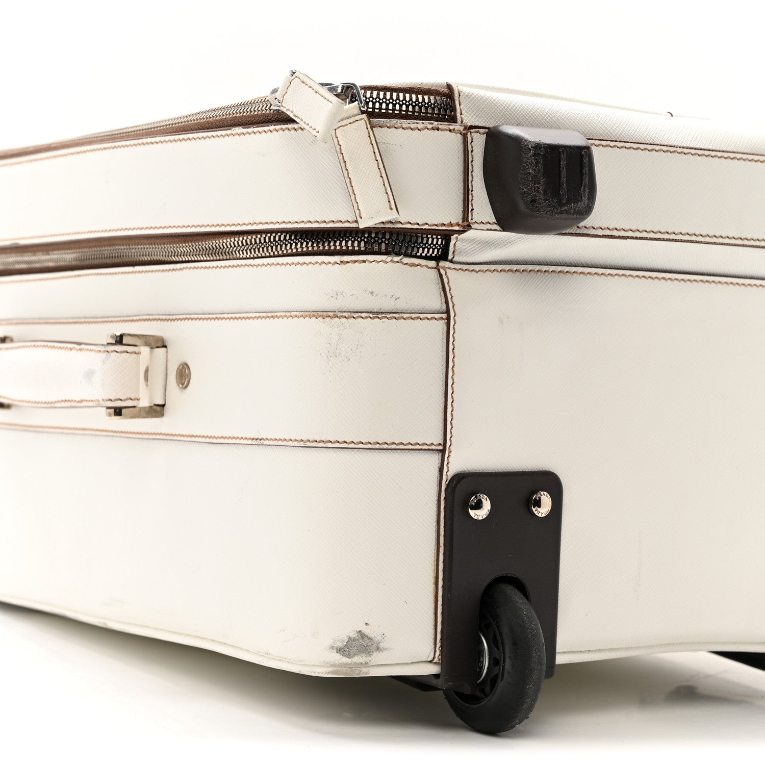 Prada Saffiano Travel Trolley Luggage White 16 of 30