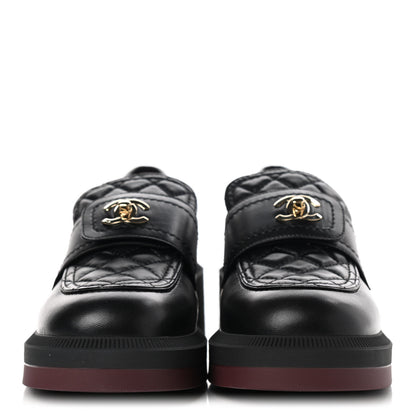 Chanel Lambskin Quilted CC Turnlock Loafers 37 Black 2 of 10