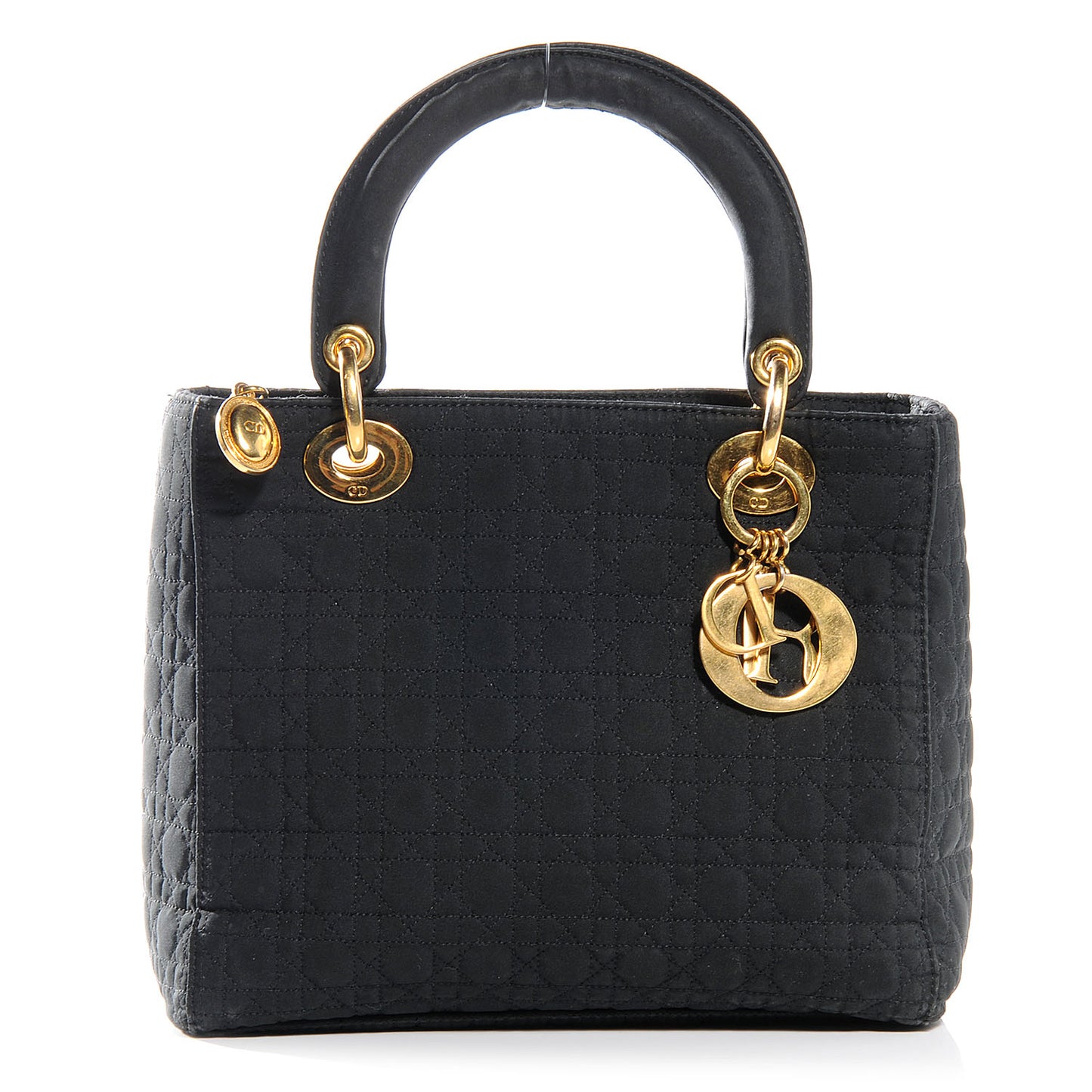 Nylon Cannage Medium Lady Dior Black