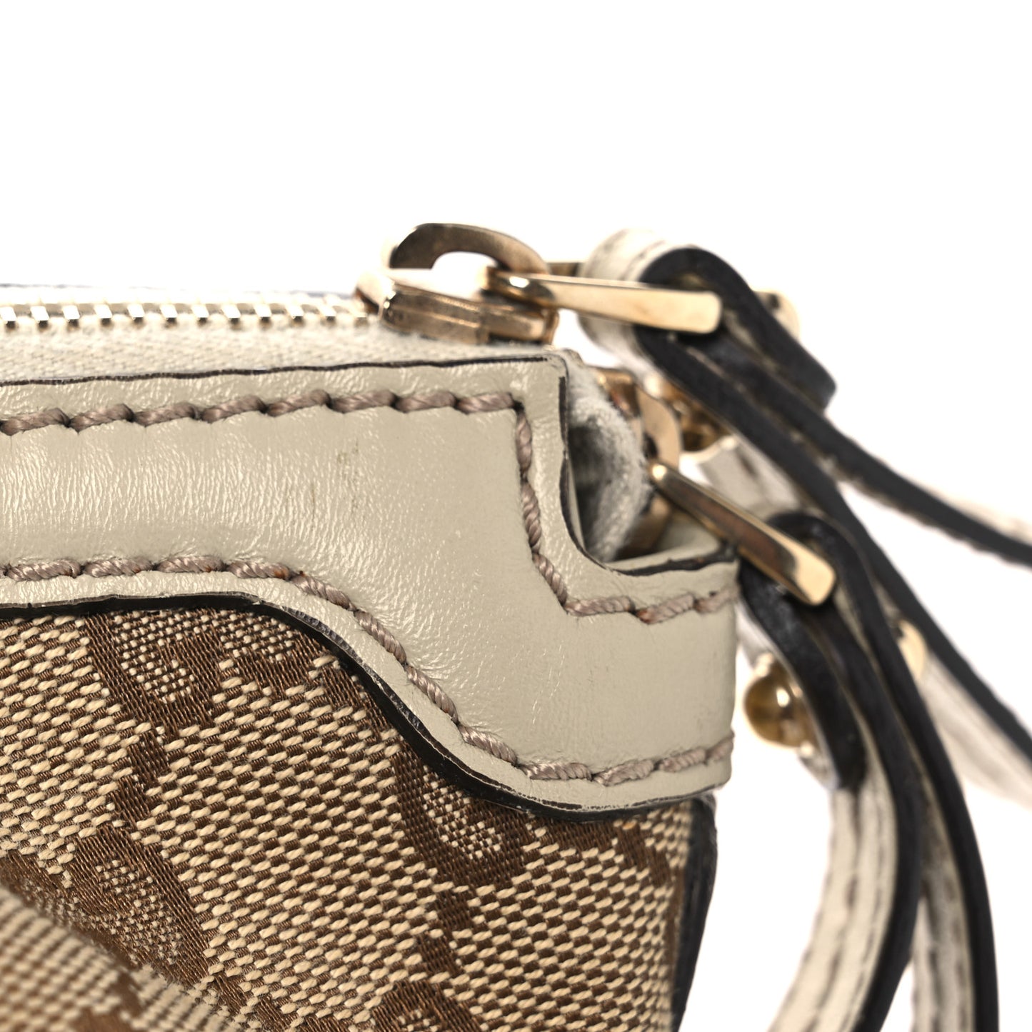Monogram Margaux Calfskin Medium Sukey Top Handle Bag Beige Ebony Mystic White