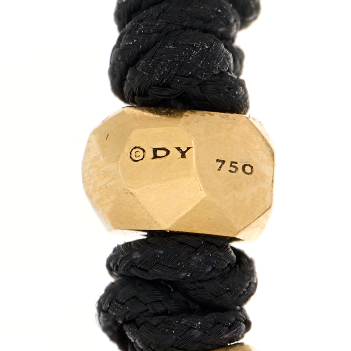 18K Yellow Gold Nylon Fortune Woven Bracelet Black