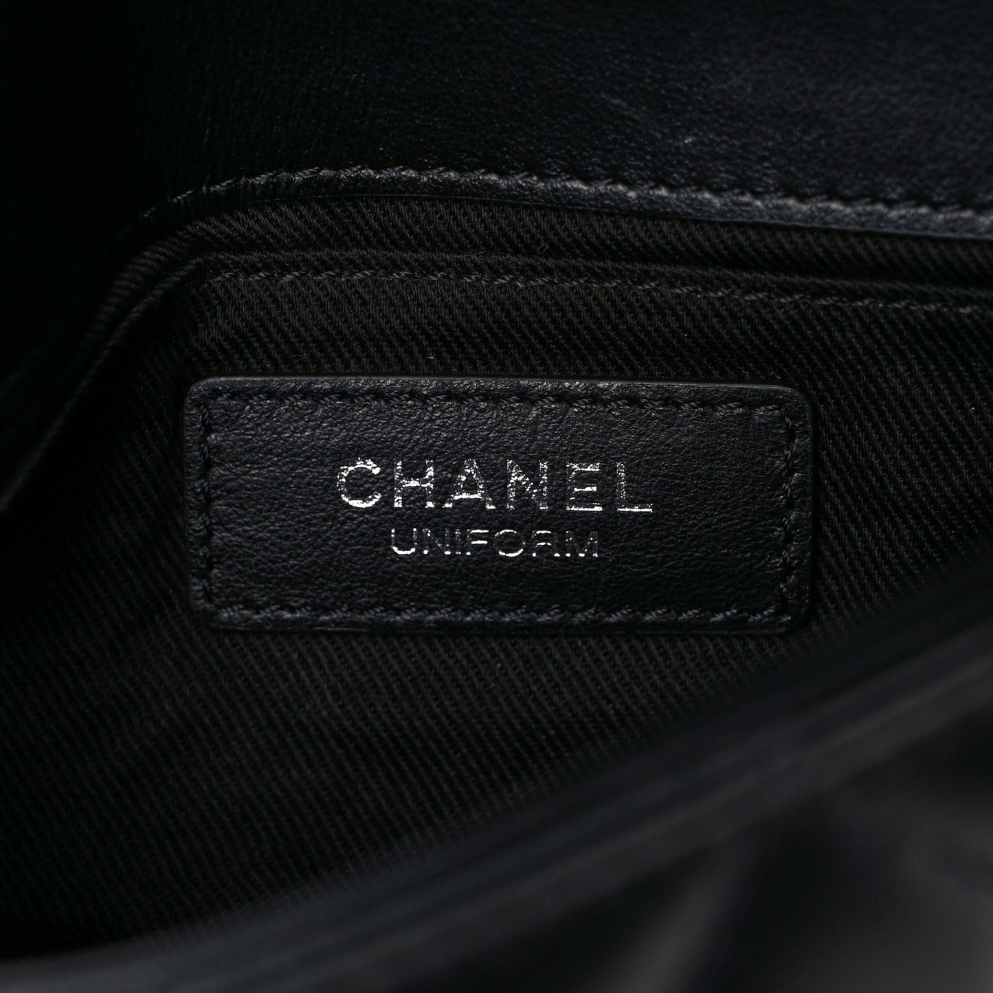 Calfskin Quilted CC Uniform Flap Belt Bag Black