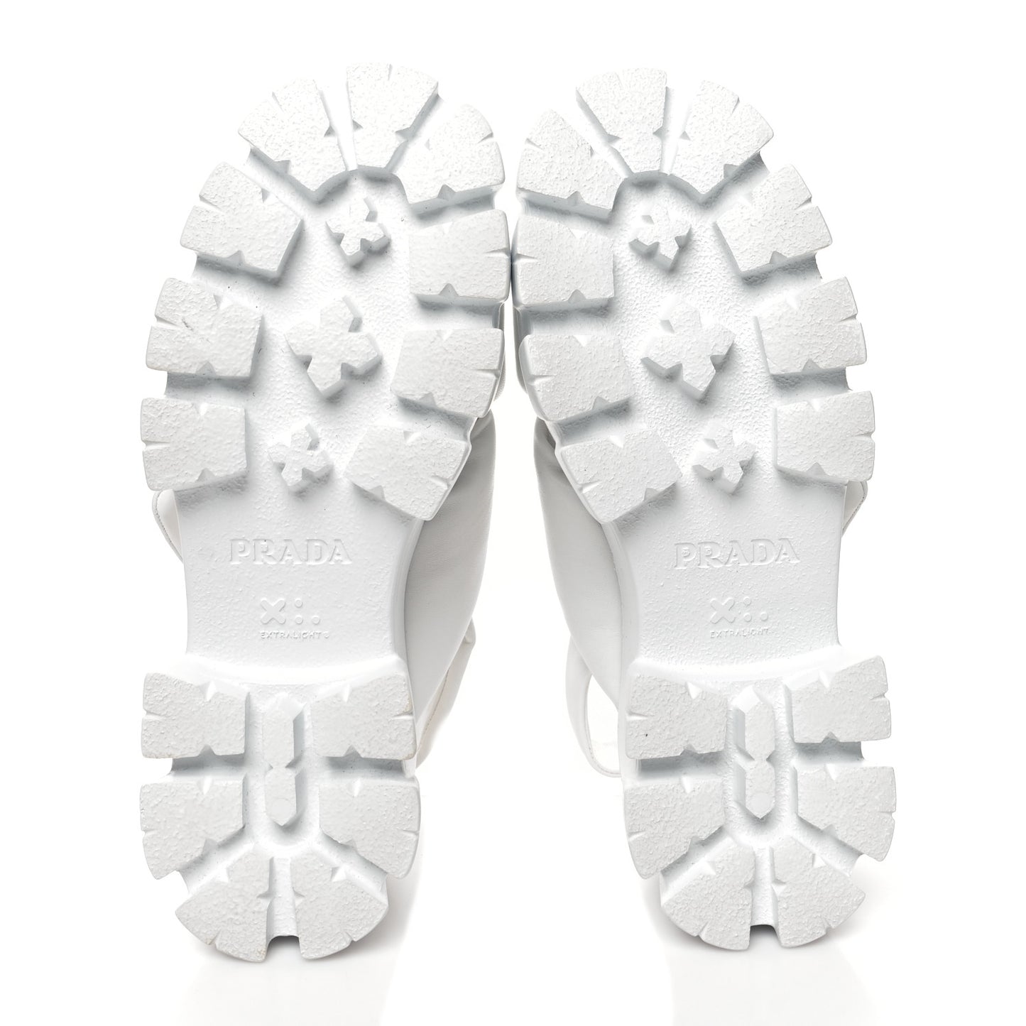 Nappa Soft Metal Triangle Logo Padded Monolith 55mm Slingback Sandals 37.5 White