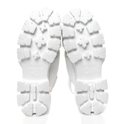 Prada Nappa Soft Metal Triangle Logo Padded Monolith 55mm Slingback Sandals 37.5 White 5 of 8