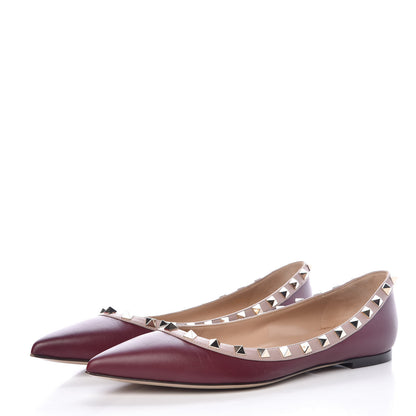 Valentino Garavani Nappa Rockstud Ballerina Flats 38.5 Rubin Poudre 3 of 9