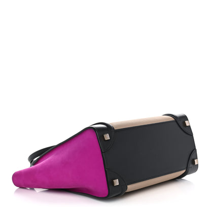 Celine Baby Grained Calfskin Nubuck Micro Tri-Color Luggage Fuchsia 4 of 17