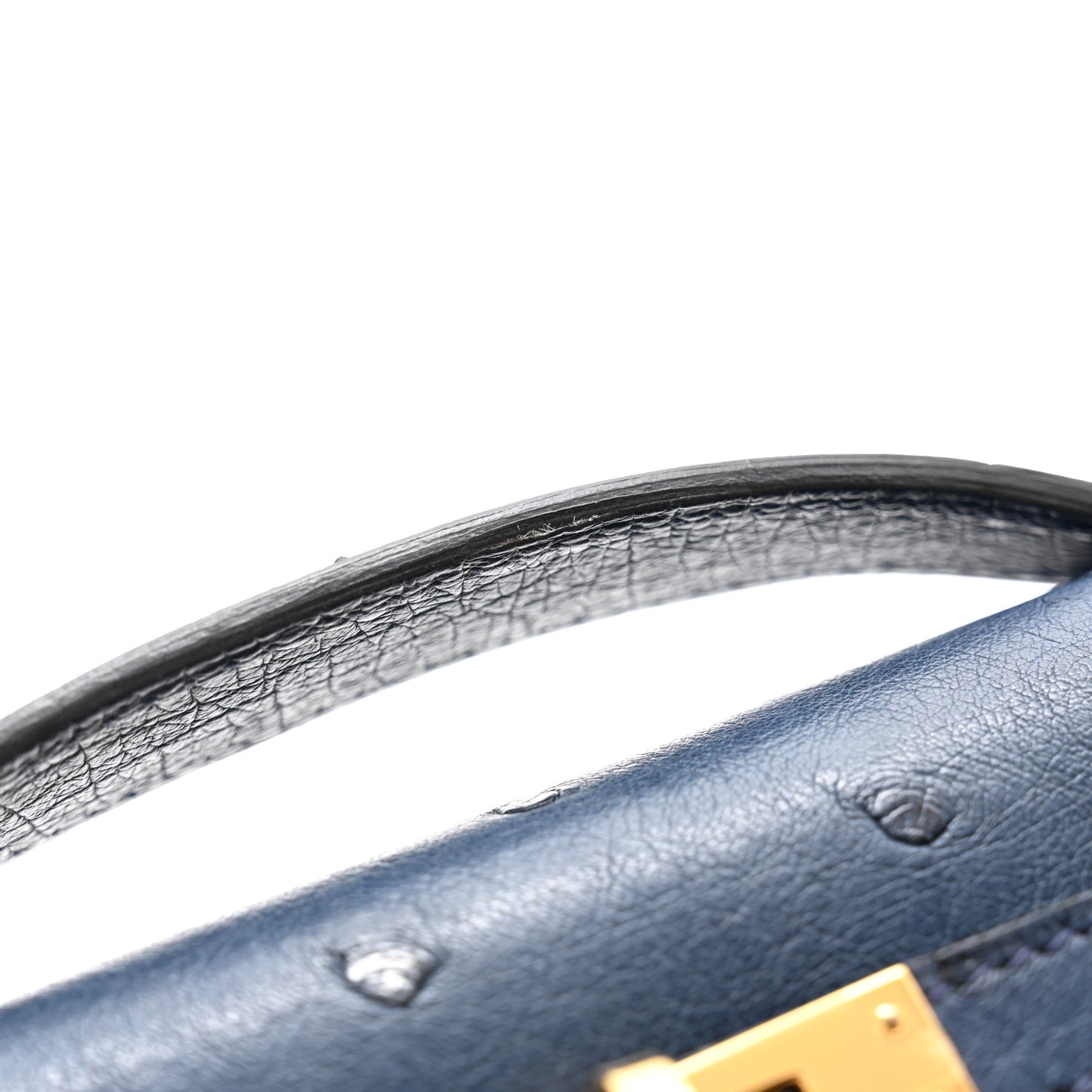 Ostrich Kelly Pochette Clutch Bleu Roi