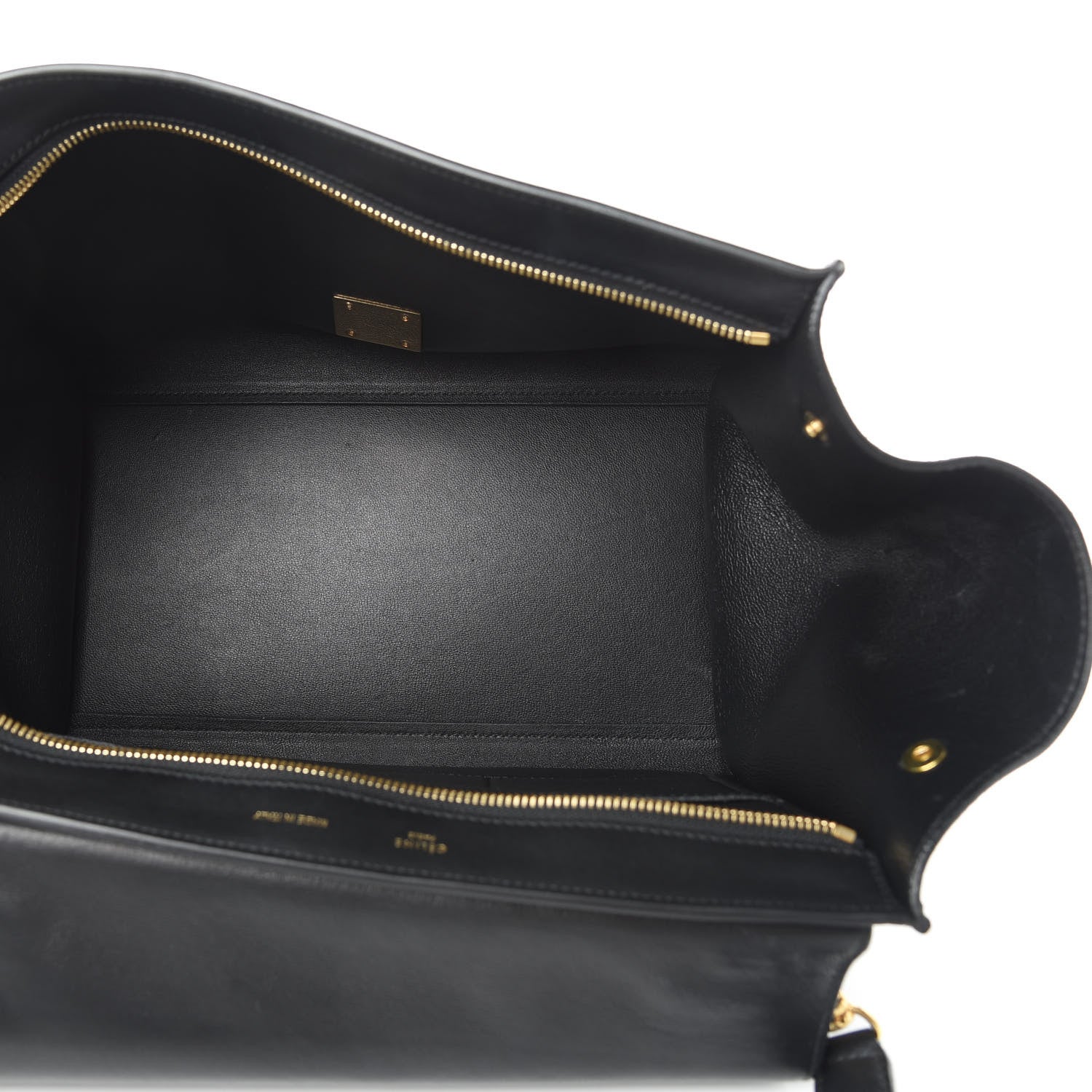 Celine Crocodile Embossed Calfskin Suede Medium Trapeze Black 6 of 16