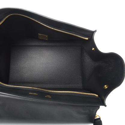 Celine Crocodile Embossed Calfskin Suede Medium Trapeze Black 6 of 16
