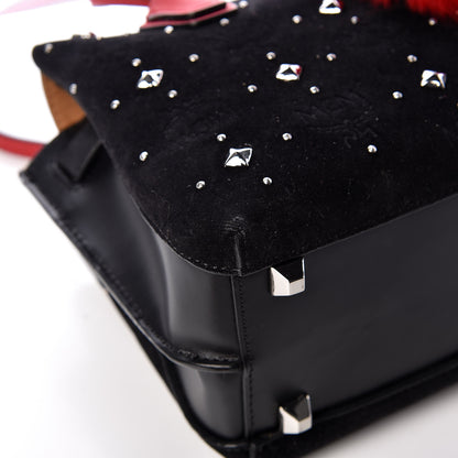 MCM Velvet Studded Mini Insignia Milla Tote Black 11 of 13