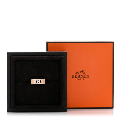 Hermes 18K Rose Gold Diamond PM H D'Ancre Ring 56 7.5 5 of 5