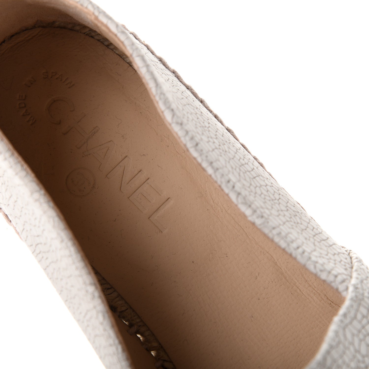 Chanel Crackled Calfskin Espadrilles 40 Beige Black 8 of 10