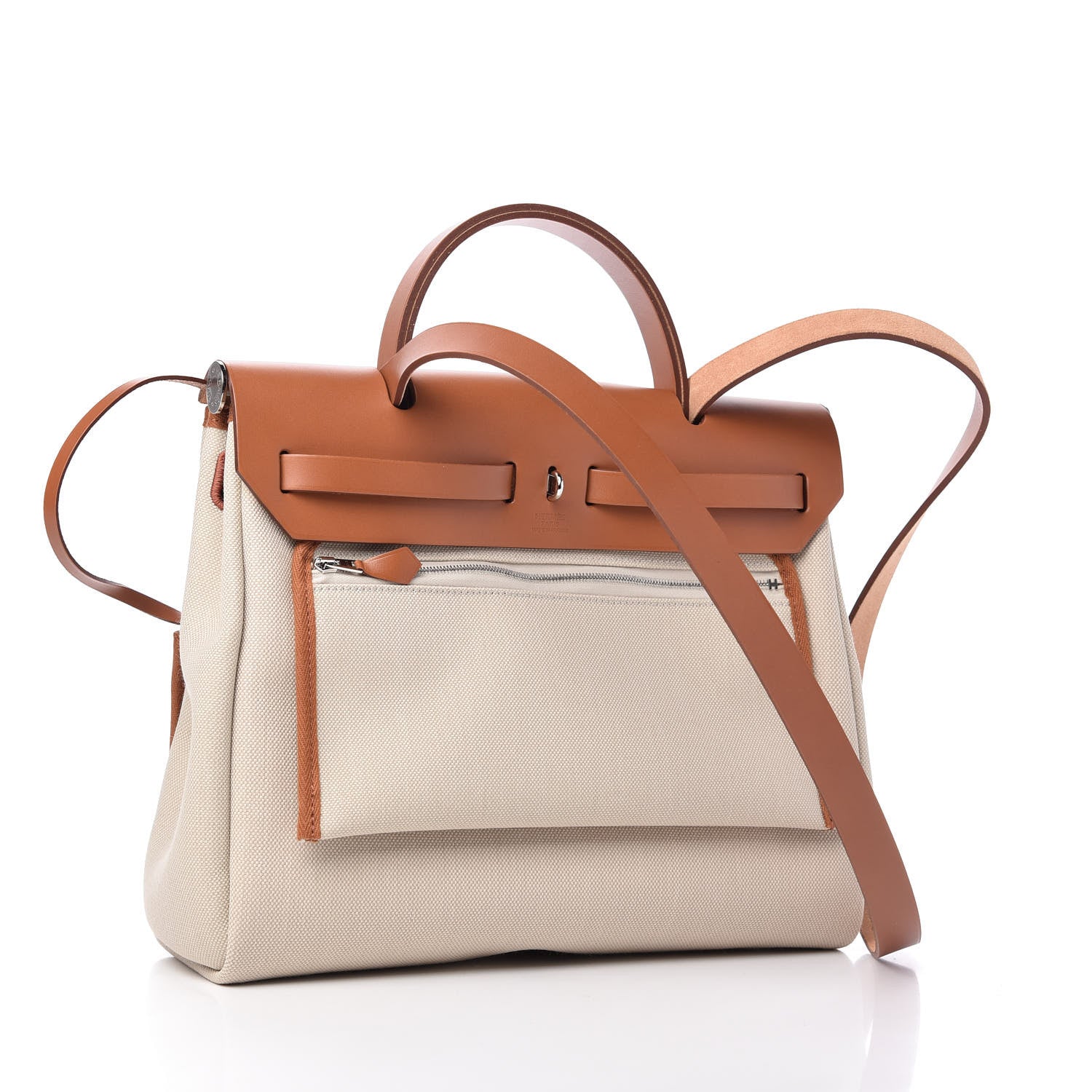 Hermes Military Toile Vache Hunter Herbag Zip Retourne 31 PM Beton Fauve 4 of 11