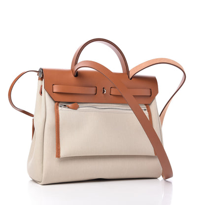Hermes Military Toile Vache Hunter Herbag Zip Retourne 31 PM Beton Fauve 4 of 11